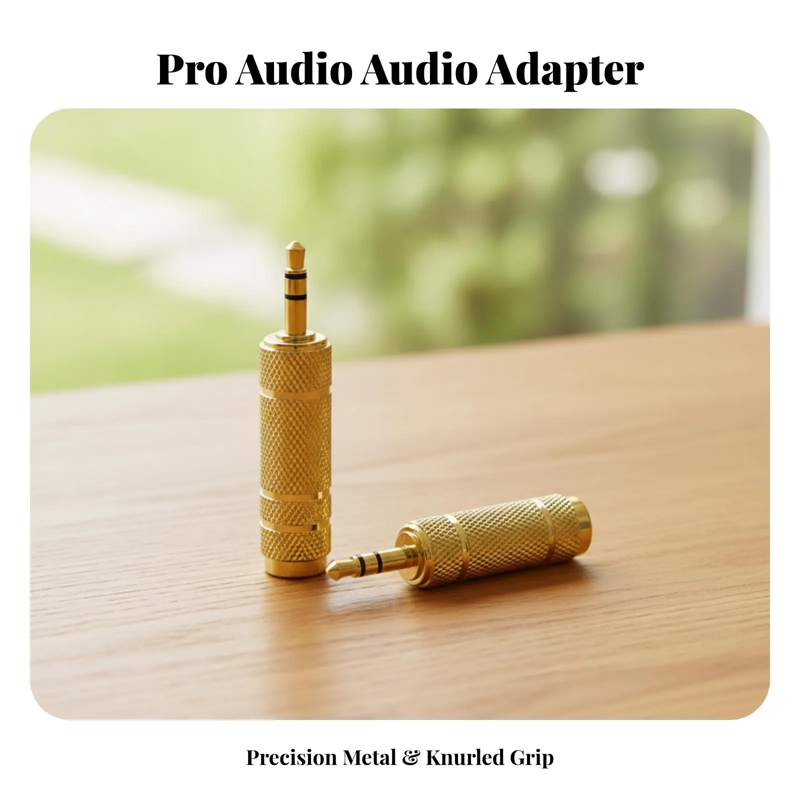 Non Slip Metal Audio Adapter Connector for Instrument and Home Theater Gold Finish Jack Plug 2 Piece Set
