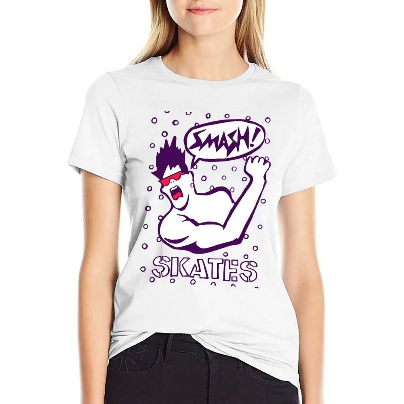 

Smash Skates Thrashin' T-shirt cute clothes shirts graphic tees summer top white t-shirts for Women