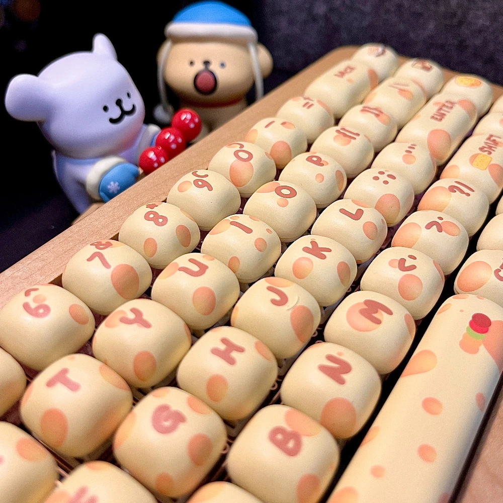 MOG Cute Cheese Theme Keycaps 133 Keys PBT Thermal Sublimation Customized Keyboard Keycap Light Yellow Ergonomic Key Caps Gifts