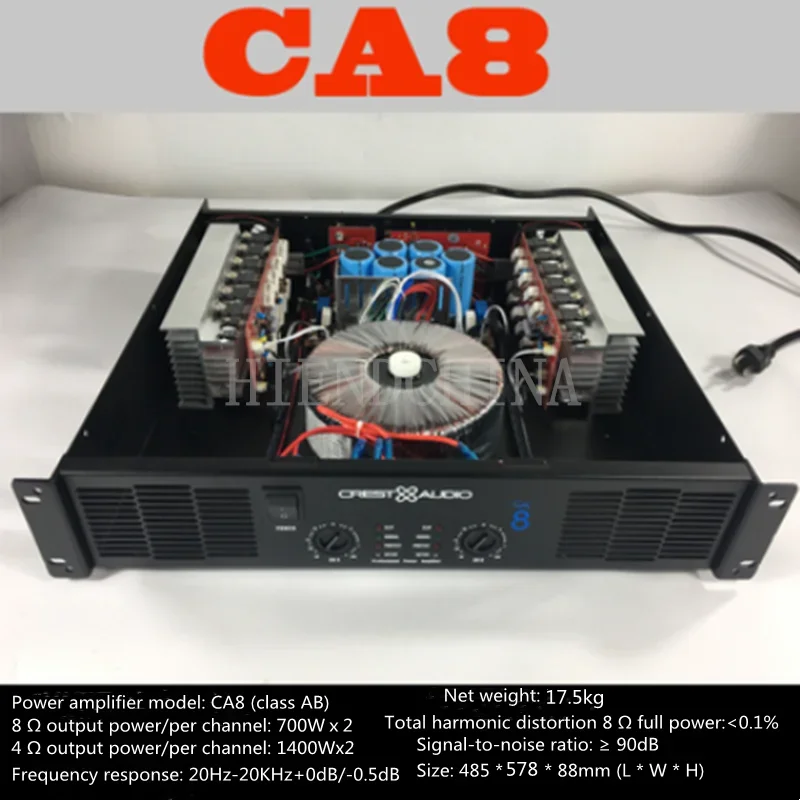 CA8 Professional Power Amplifier Pure Power Amp 2 Channels (2U) KTV/Stage/Home Entertainment KTV 8Ohm 700W*2/4Ohm 1400W*2