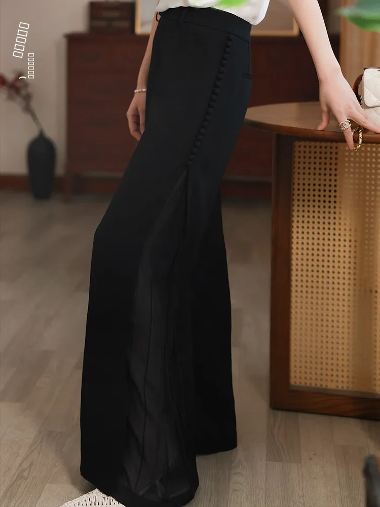 

Spring Commuter Sle Wide Leg Hanfu Pants High Waist Long Trousers Casual Slimming Effect OL Sle Chinese Made