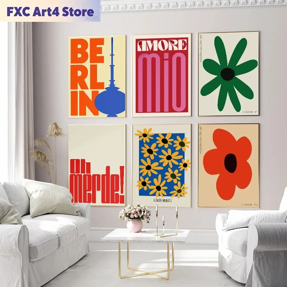 Rahmenlose Abstrakte Mio Blumen Wandkunst Poster Galerie-Drucke Leinwand Dekorative Malerei Wanddekoration Wandbilder Wohnzimmer