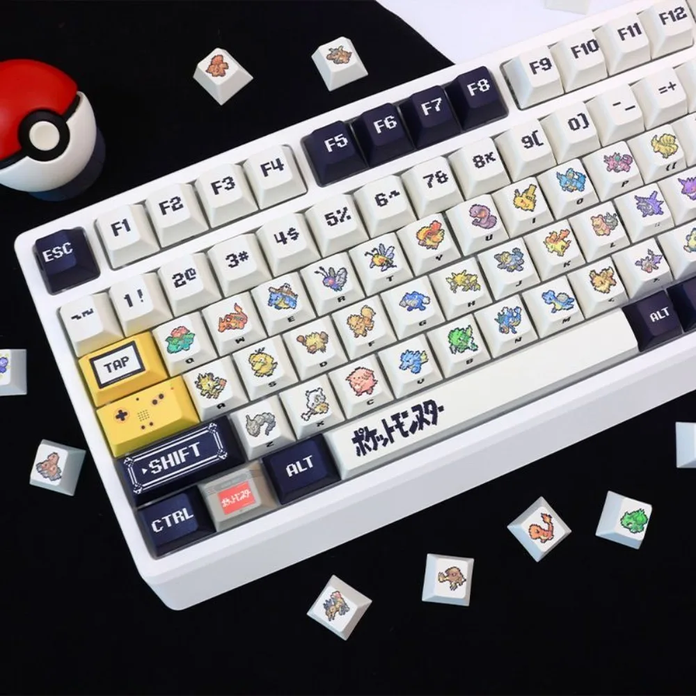 

Pokémon Keycap Pixel Style Mechanical Keyboard PBT Five-sided Sublimation Original Factory High Three-sided Light Transmission