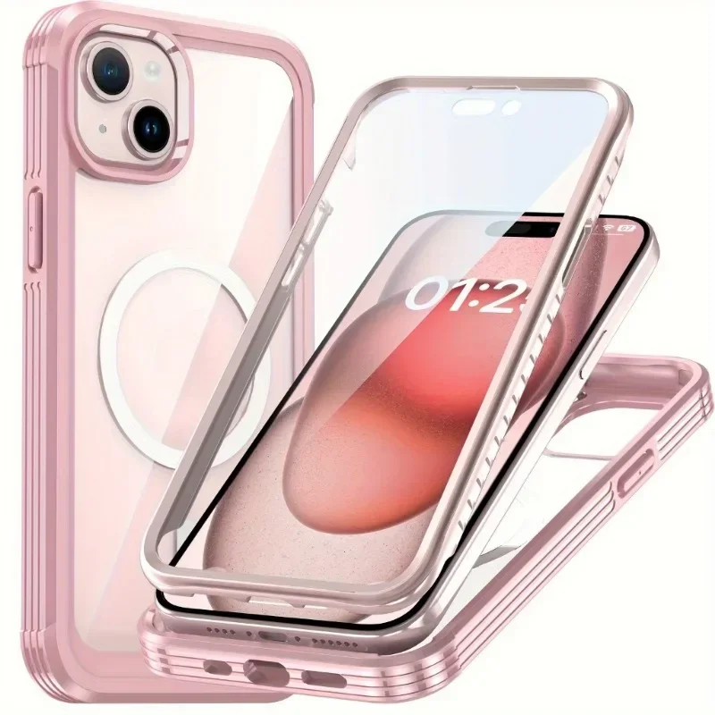 Magnetic Case For IPhone 15 Pro Max/15 Plus/15 Pro 5G Case, Built-in Tempered Glass Screen Protector , Compatible With W