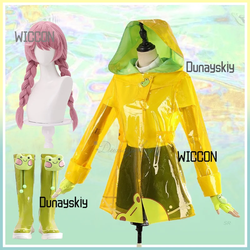

Mei Dancing Lightly In The Rain Cosplay Costume Game Yellow hooded swimsuit Shoes skirt wig Set Halloween party Carnival