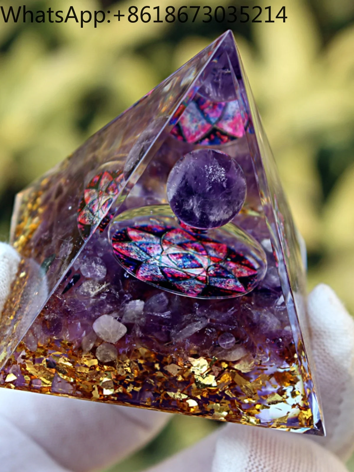 Hot selling amethyst ball, crushed stone, pyramid resin, drip glue handicrafts, car bedroom decorative ornaments