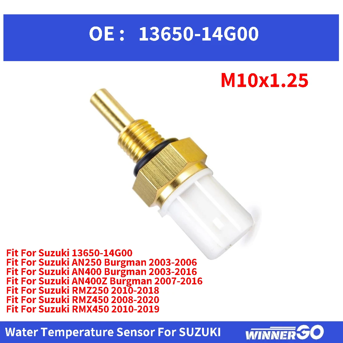 M10x1.25 Water Temp Temperature Sensor for  Suzuki AN250 AN400 Burgman AN400Z  RMZ250 RMZ450 RMX450 13650-14G00