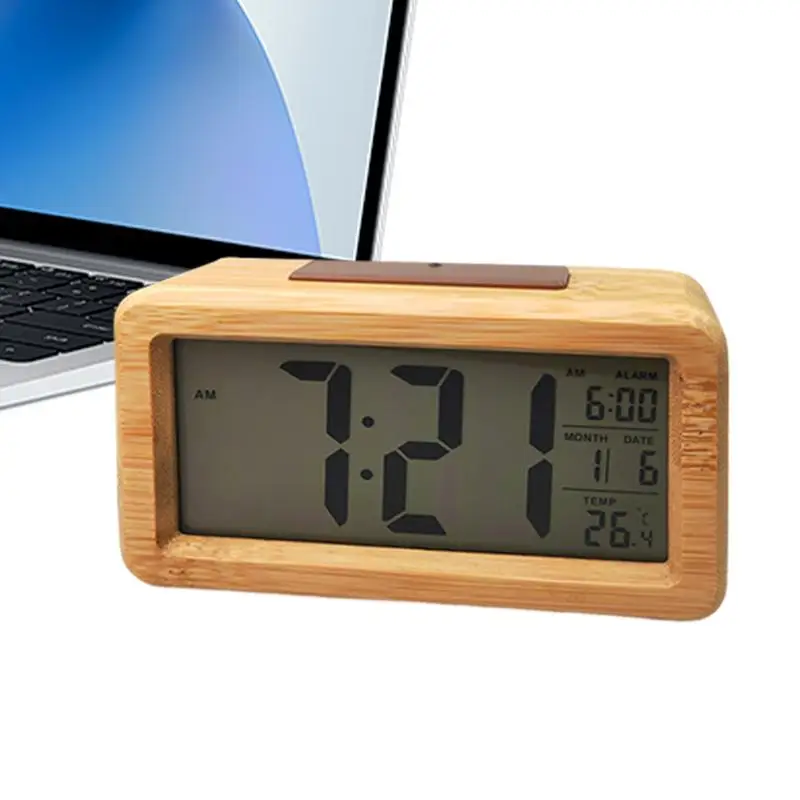 Wooden Electric Clock Cute Digital Alarm Clock Small Battery Alarm Clock Decorative Battery Operated Alarm Clock For Bedroom