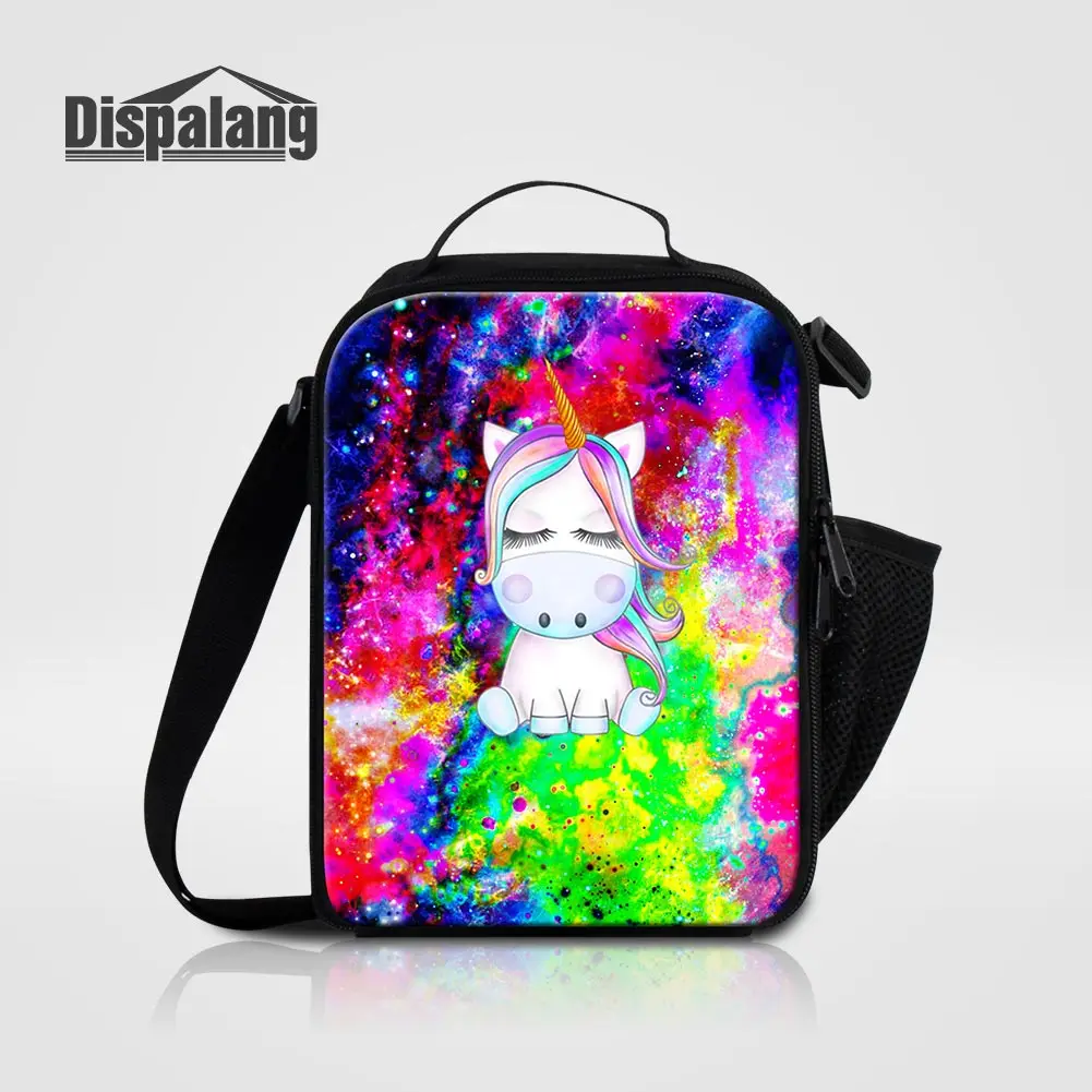 

Women Dinner Food Messenger Bag High Qulaity Custom Logo Printed Thermal Lunch Bags Unicorn Universe Space Cooler For Student