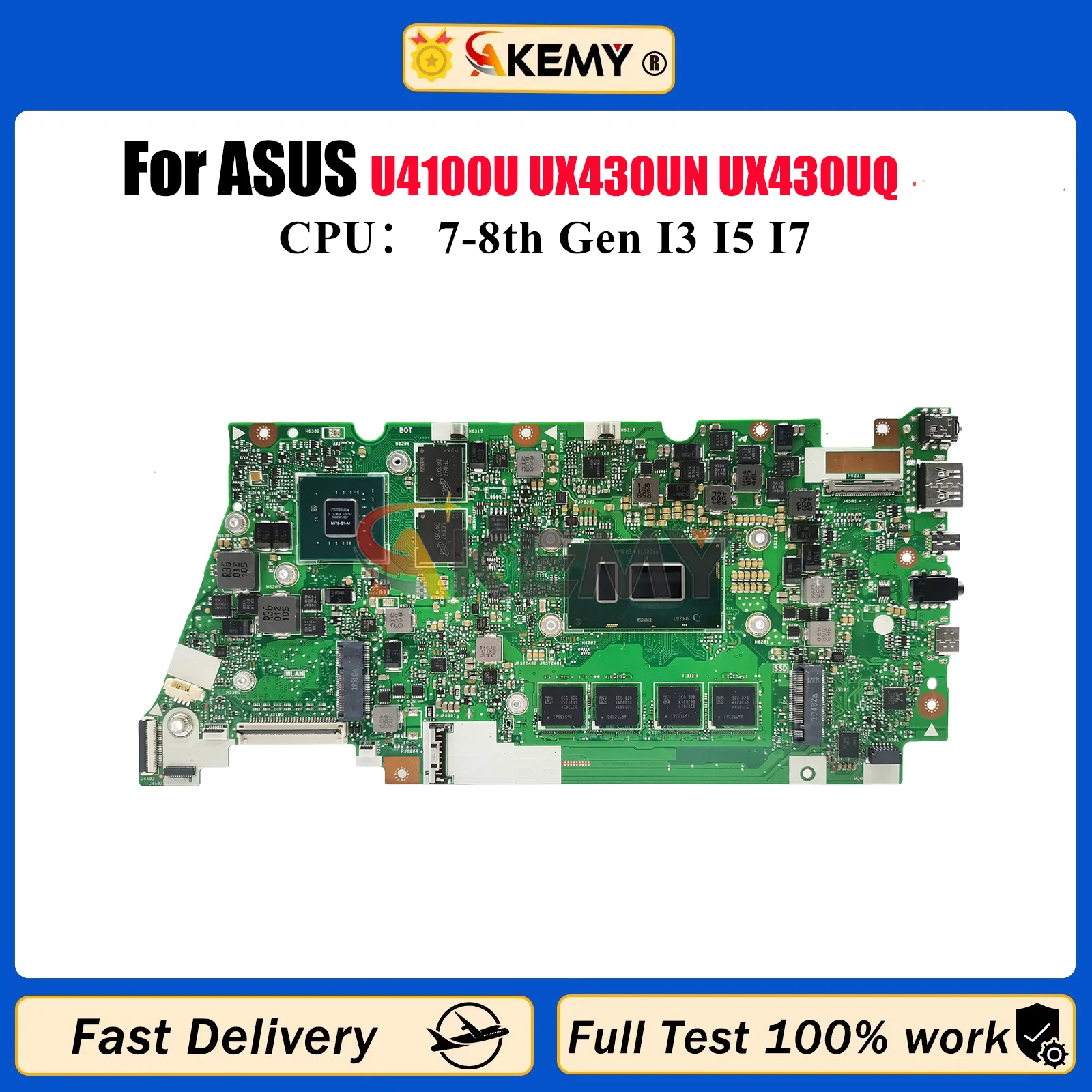 

UX430UN Laptop Motherboard For ASUS ZenBook UX430U U4100U UX430UN UX430UQ Notebook Mainboard With I3 I5 I7 CPU 100% tests OK stk