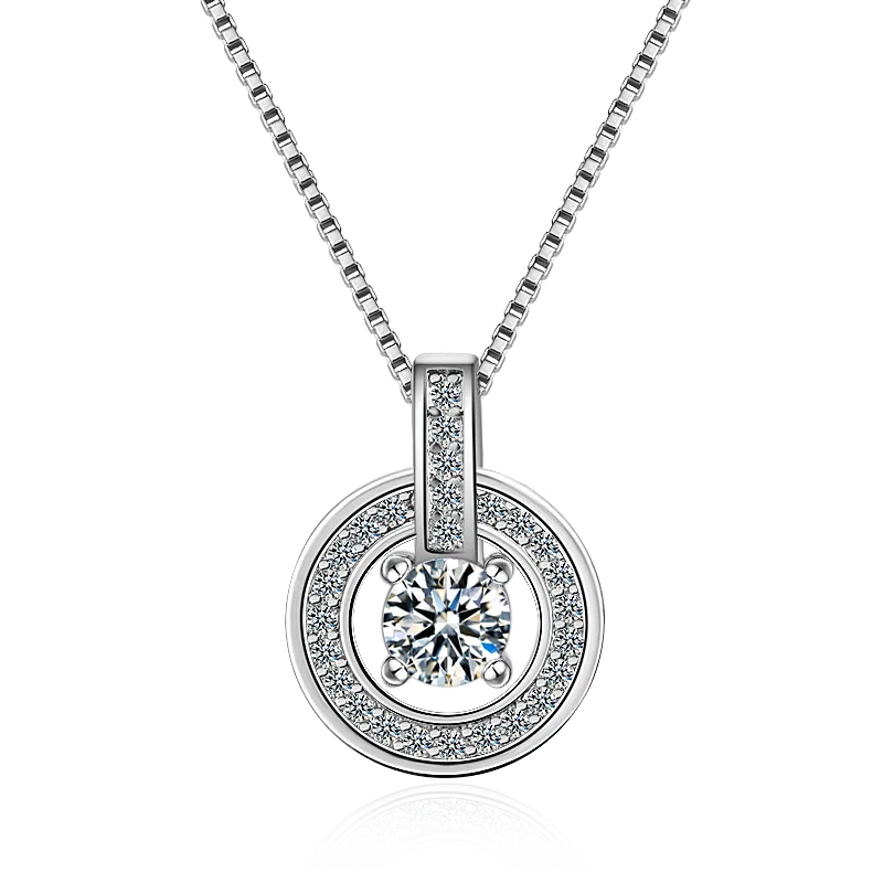 D cor moissanite colar coração pingente 925 prata esterlina branco banhado a ouro corrente com gra fino pescoço corrente para mulher