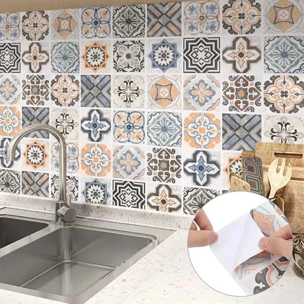40cm European style Oil Proof Kitchen Stove Furnitur Wall Stickers Self Adhesive PVC Bathroom Tile Waterproof Cabinet Wallpaper image 2