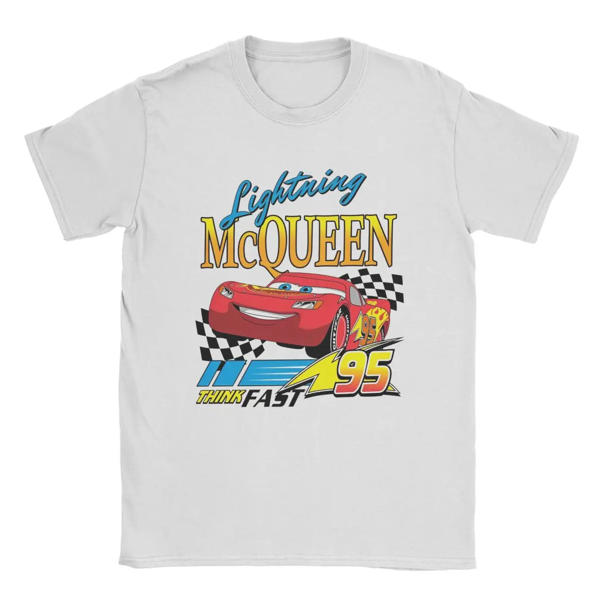 Lightning Mcqueen Cars 95 T Shirt Men Pure Cotton Vintage T-Shirts O Neck Cartoon Tee Short Sleeve Clothes 4XL 5XL 6XL