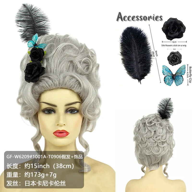 Peluca victoriana del siglo XVIII para disfraz rococó Halloween Marie Queen Cosplay pelo barroco Vintage colmena reina pelucas sintéticas