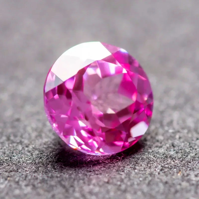 Lab Grown Sapphire Pink Color Round Shape DIY Ring Necklace Earrings Main Materials Extremely Shiny Quality  AGL Certificate