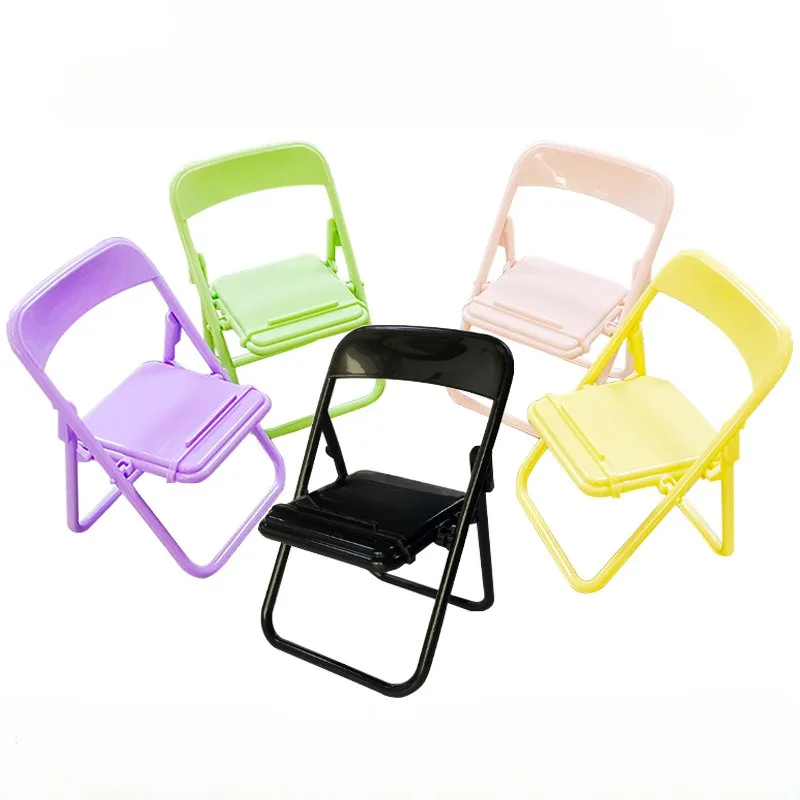 2pcs/set Mini Chair Cellphone Holder Candy Color Chair Mobile Phone Stand Support Holder Cellphone Display Desktop Holder