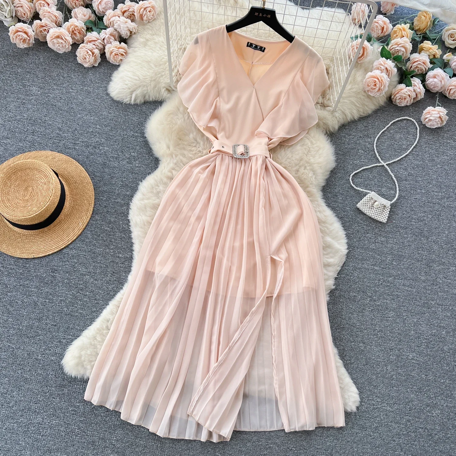 2024 New Summer Fashion Women Dress Y2K Ruffles Sleeveless Party Long Dress Elegant Office Lady Outfits Vestidos