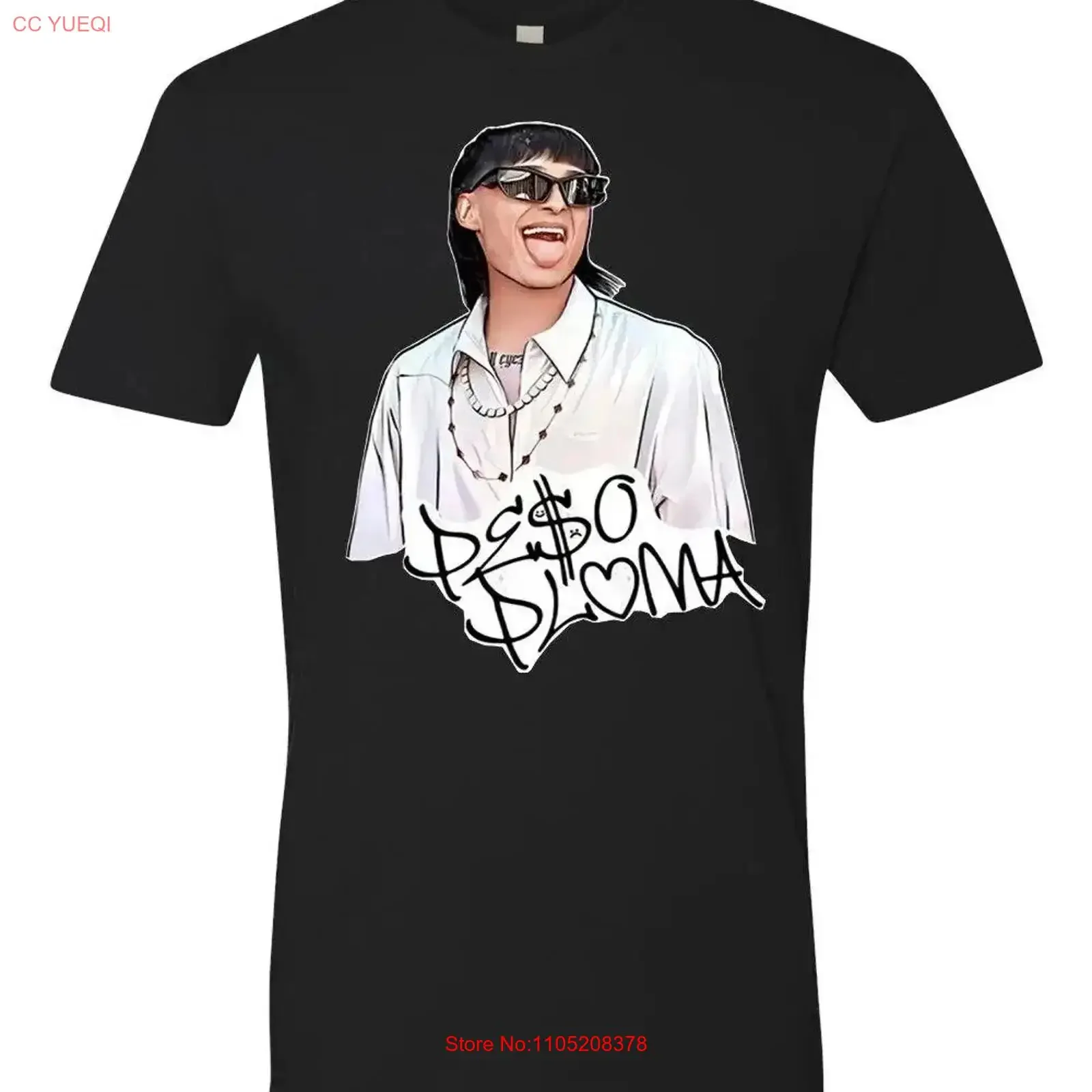 بيسو بلوما يرتدي تي شيرت أبيض قطن أسود مقاس S XL مغني عتيق مغسول أنيق ملابس الشارع الشهير موضة أوم ممتد #1