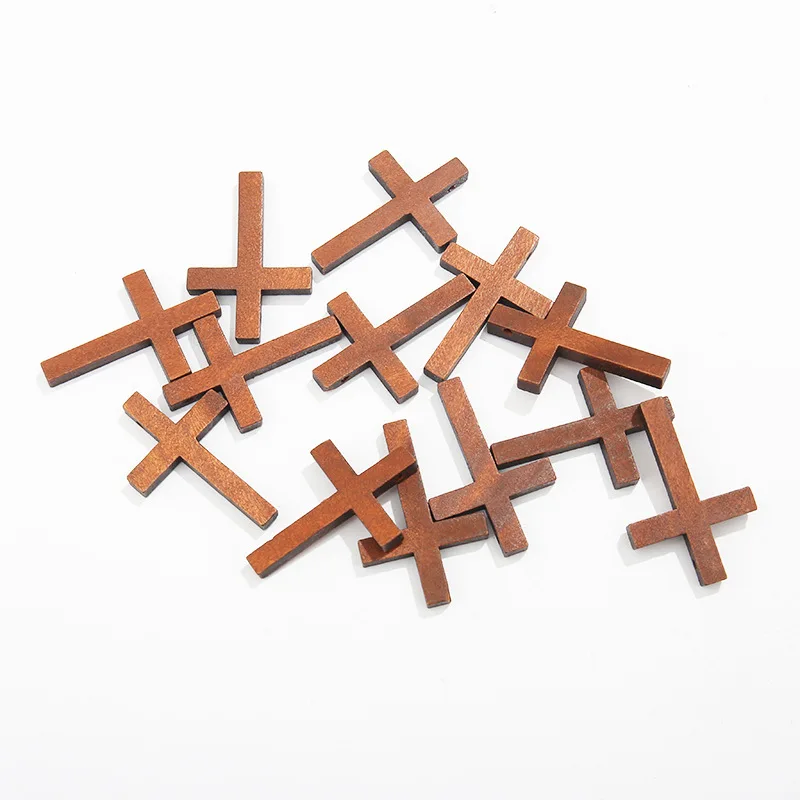 5Pcs 4X3ซม.ข้ามไม้จี้หัตถกรรม DIY Handmade ไม้ผลิตภัณฑ์ตกแต่งอุปกรณ์เสริม