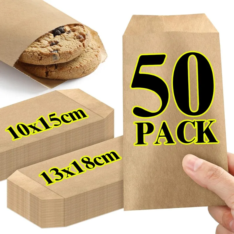 

10/30/50Pack Merry Christmas Elegant Gift Bags Small Treat Bags Kraft Paper Stylish Candy Packaging for New Year Decoration