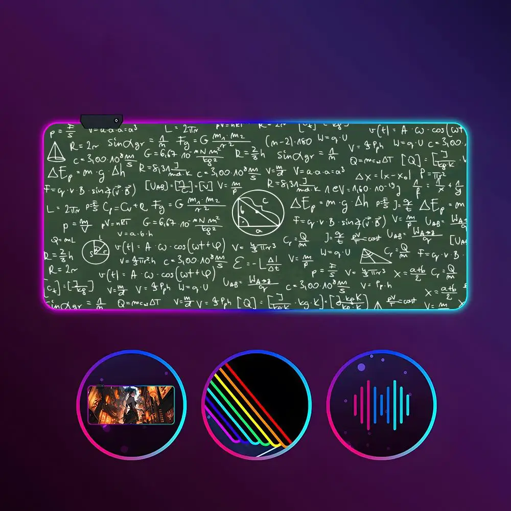 

Equation Arithmetic Mouse Pad RGB Luminous 900X400mm Large Table Mat Non-slip Extra Large Game Office Mouse Pad