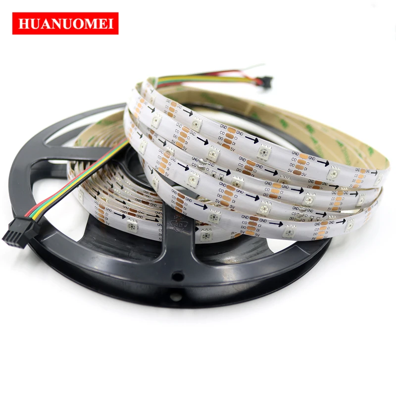 DC5V 48LEDs/M APA107 Addressable RGB Pixel LED Strip Light Waterproof IP65 WHITE PCB Programmable Flexible Tape Outdoor Ribbon