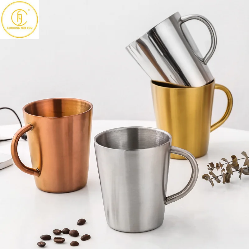 310/350ml 304 Stainless Steel Double Layer Mugs Coffee Cup Creative Water Cup Heat Insulation Beer Cup Stainless Cup Drinkware