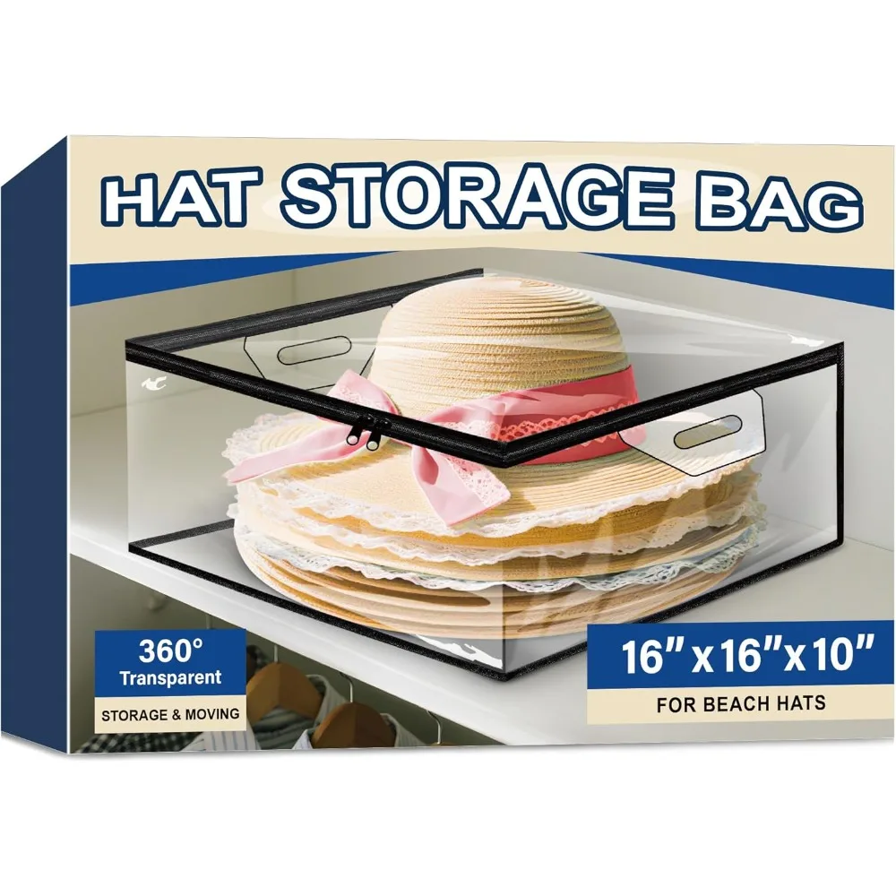 

Clear Hat Storage Bag, Cowboy Women Hat Organizer with Handle, Large Capacity for Cloth, Books, Blanket, Hat Storage Bag