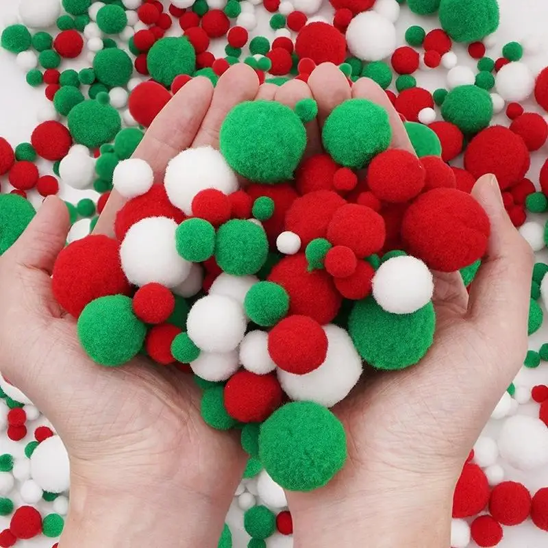 Mixed Fluffy High Elasticity Soft Pompoms Christmas Color Series Diy Hand-sewn Craft Children's Toys Christmas Decoration Mater