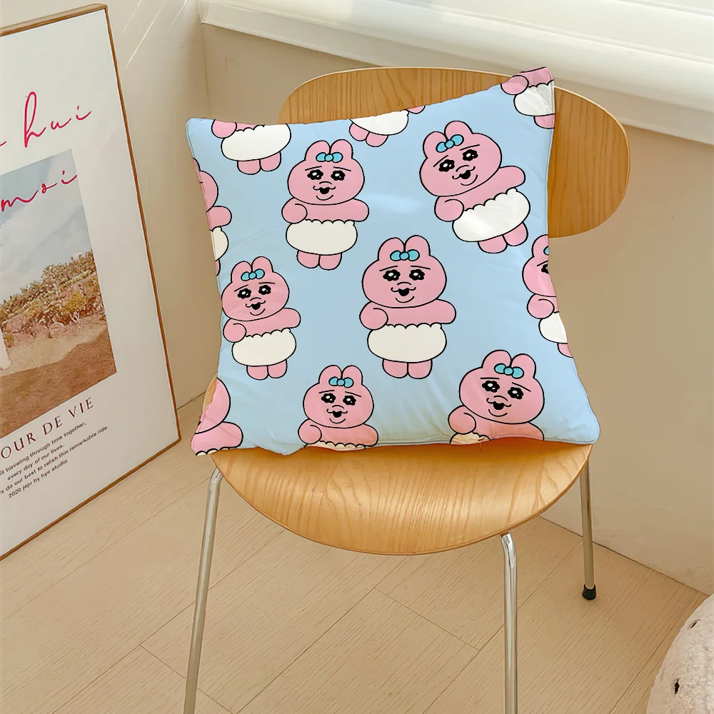 Cartoon O-Opanchus Usagis Funny Pillow Case Sofa Decorative Home Double-sided Printing Short Plush Cushion Cover