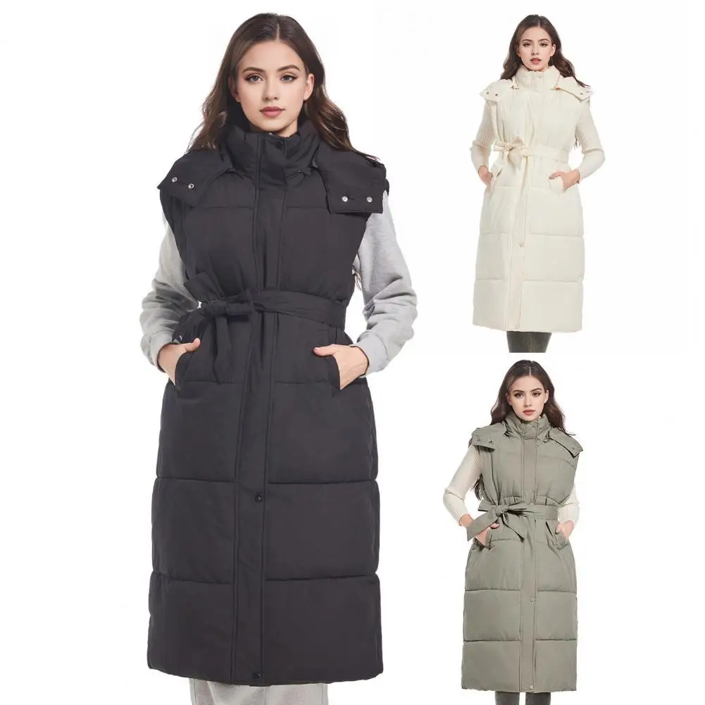 

Новая зимняя пуховая жилетка 2026 года для женщин, повседневная, универсальная, безрукавка, удлиненная, теплая, безрукавный жилет на зиму