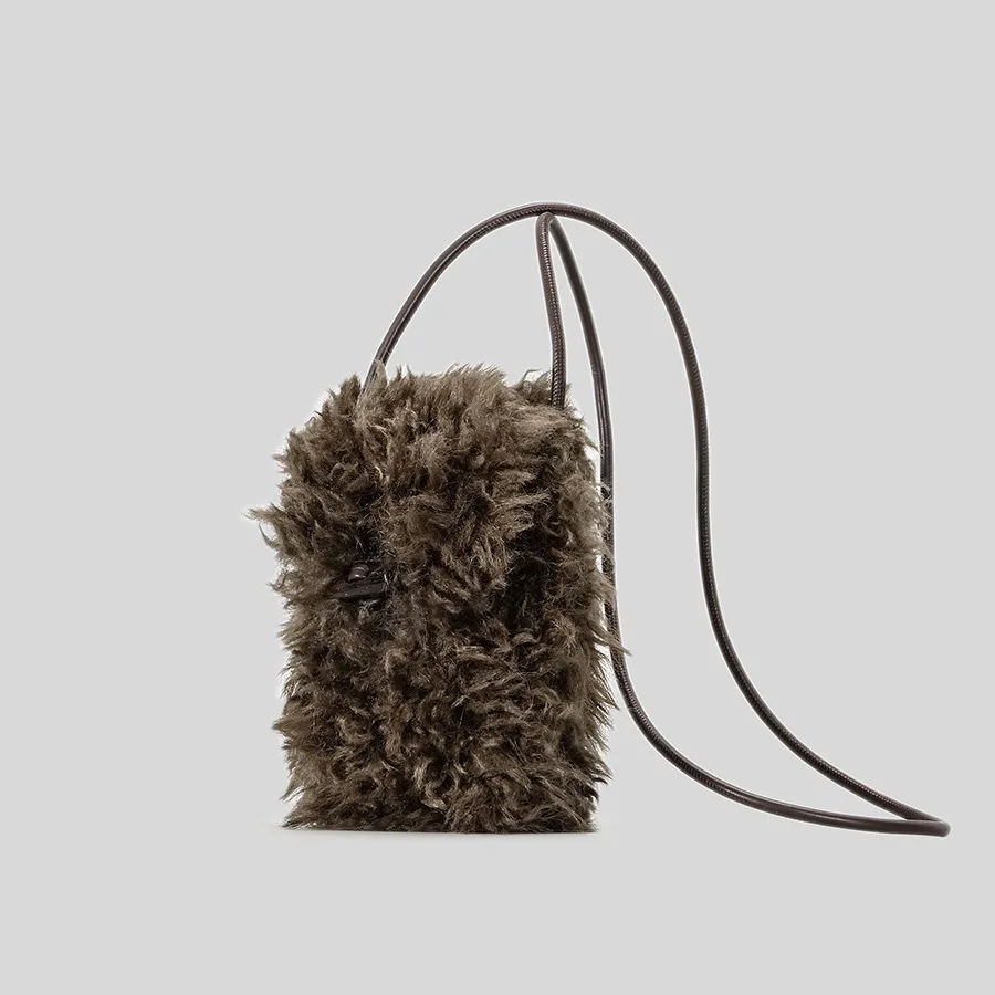 

2026 Faux Fur Coin Purse Crossbody Small bag Mobile Phone Bag Versatile For Women Single Shoulder Bag