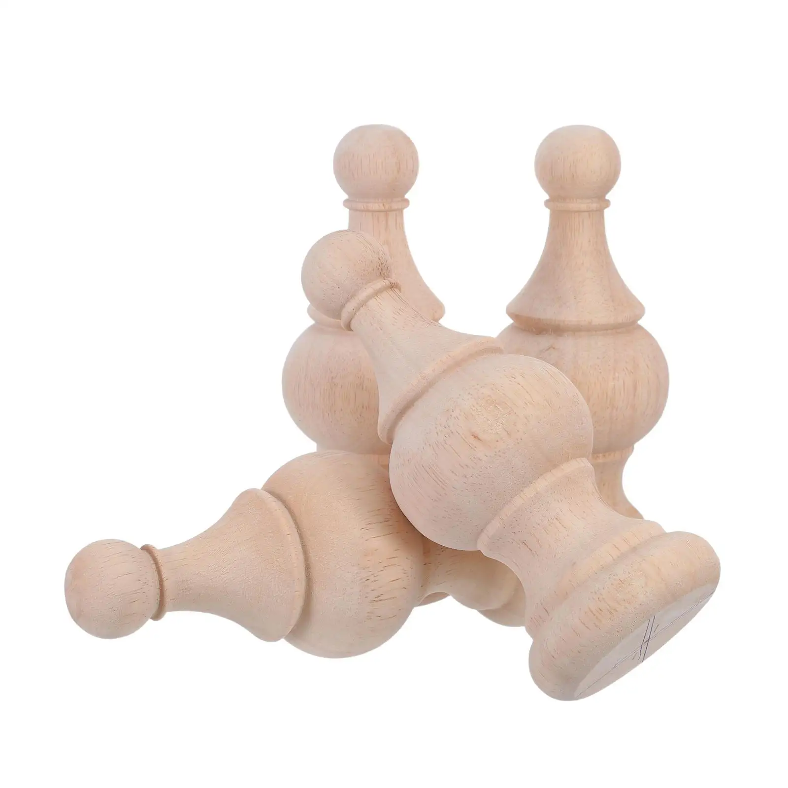 

4Pcs Wood Finials Decorative Unfinished Handrail End Caps Stair Railing Post Toppers Bed Post Finials for Indoor Staircase