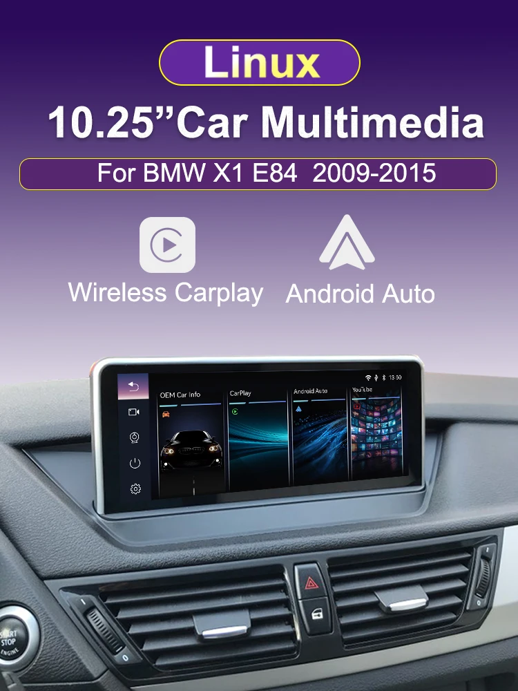 AUTOTOP 10,25 Zoll Wireless Carplay Android Auto Touchscreen für BMW X1 E84 2009-2015 CIC-System oder ohne Werksbildschirm Youtube/Wifi – Detail 1