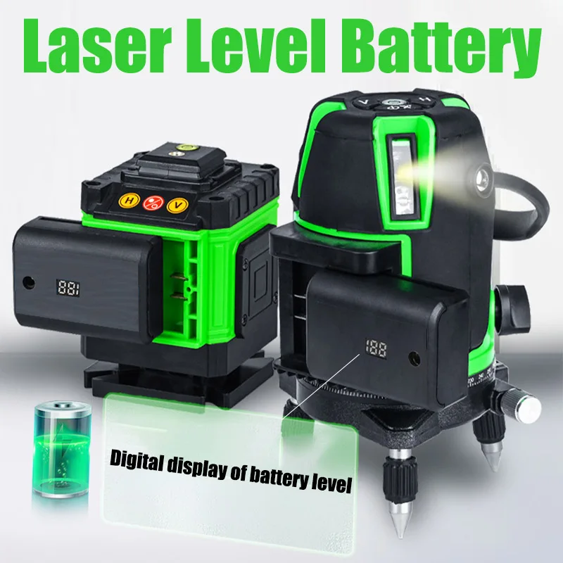 Batterie rechargeable 2400mAh pour niveau laser 8/12/16 lignes, outil de nivellement à attraction magnétique, affichage numérique