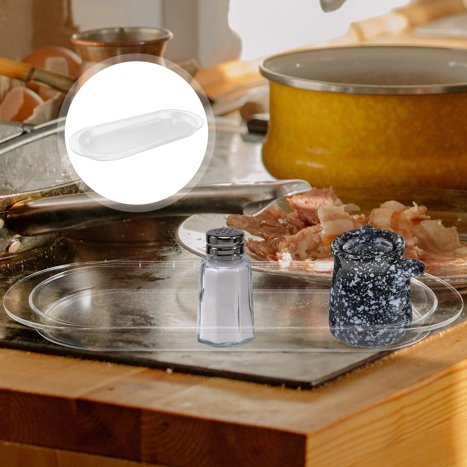 ถาดอะคริลิคขนาดใหญ่ ชั้นวางของสำหรับจัดเก็บในครัว ชั้นวางเครื่องปรุงรส ชั้นวางขวดในตู้