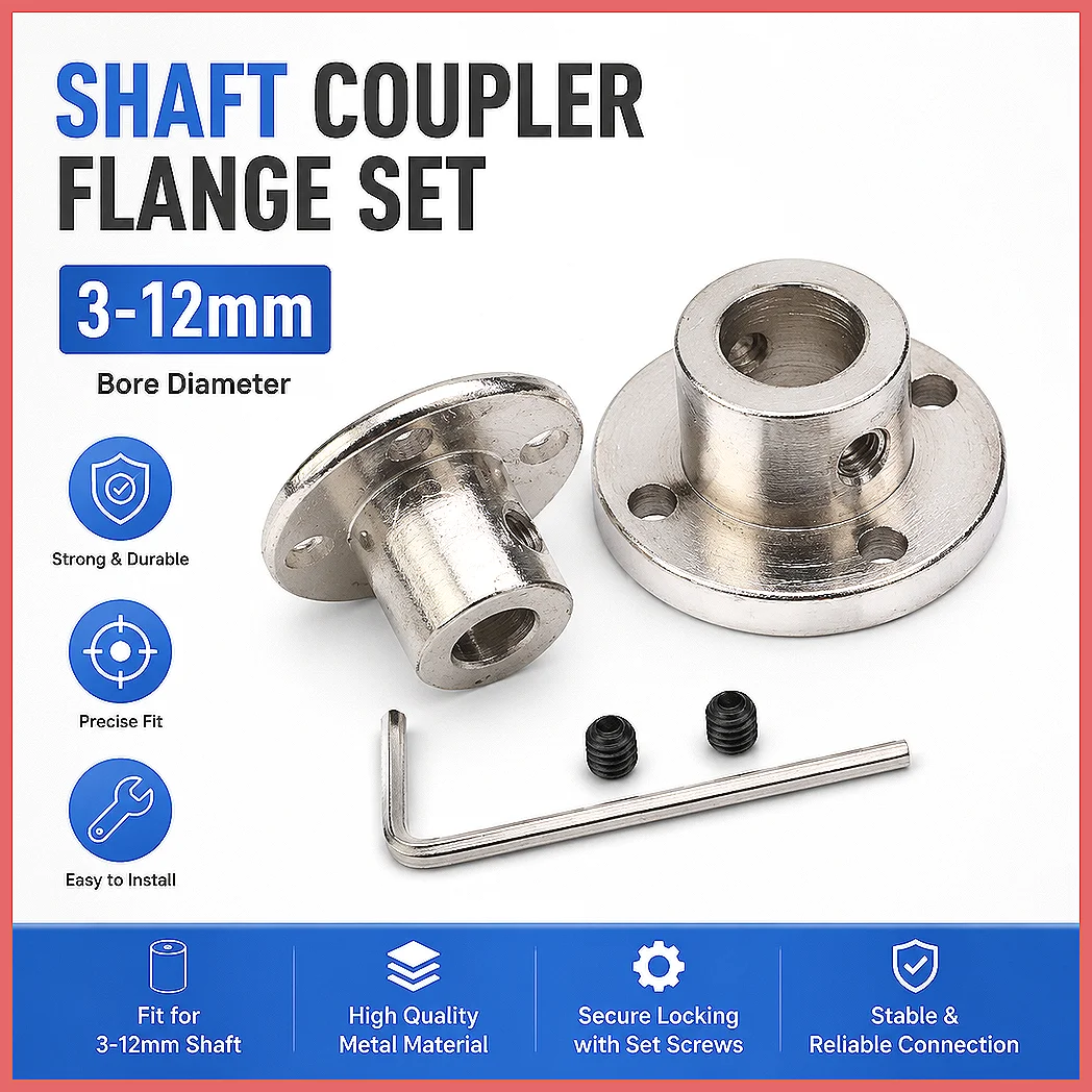 3mm-12mm Rigid Flange Coupling Motor Shaft Connector Guide Coupler, High Precision CNC Servo Motor Support Joint, Aluminum Al