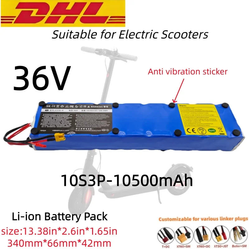 10S3P 36V 10500mAh Battery MiJia M365 pro New Electric Scooter bicycle Battery 18650 Lithium-ion battery pack with BMS