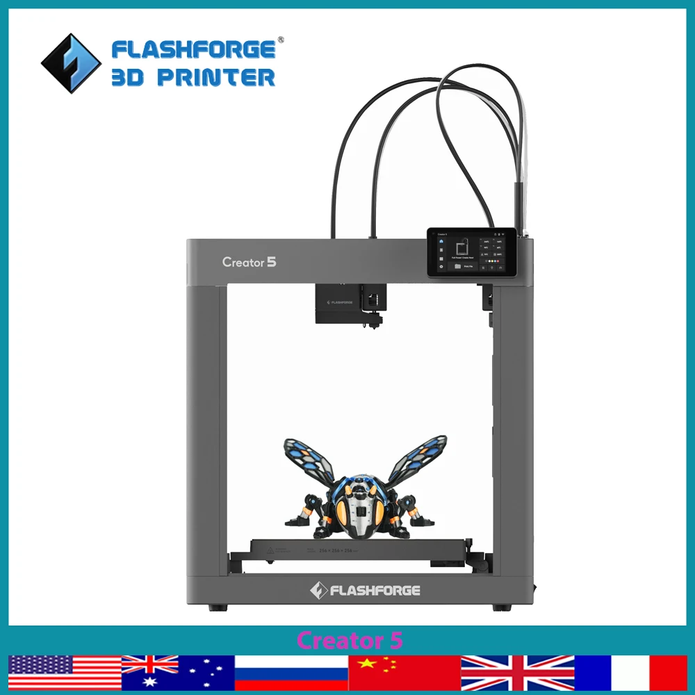 

FLASHFORGE Creator 5 3d Printer Multi-color 4 Independent Extruders Zero Purge Waste Fully Automatic Calibration Leveling
