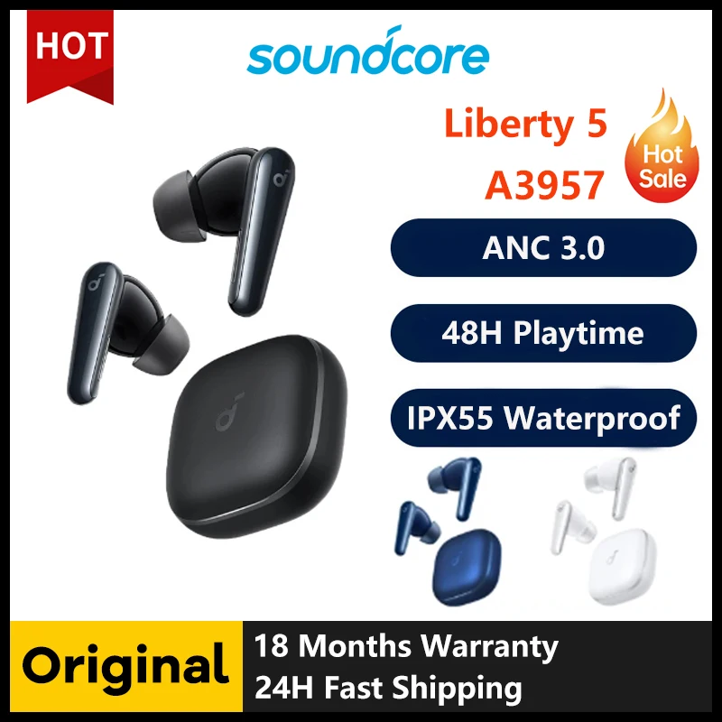 Original Soundcore Liberty 5 Noise-Cancelling Earbuds with Dolby Audio Enjoy Dolby Audio, long-lasting noise 2025 New Arrival