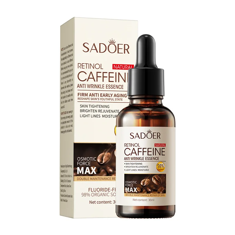 SADOER Caffeine Retinol face Serum Shrink Pores Repair Dry Peeling Moisturizing Hydrating eye Serum Brighten Facial Skin Care