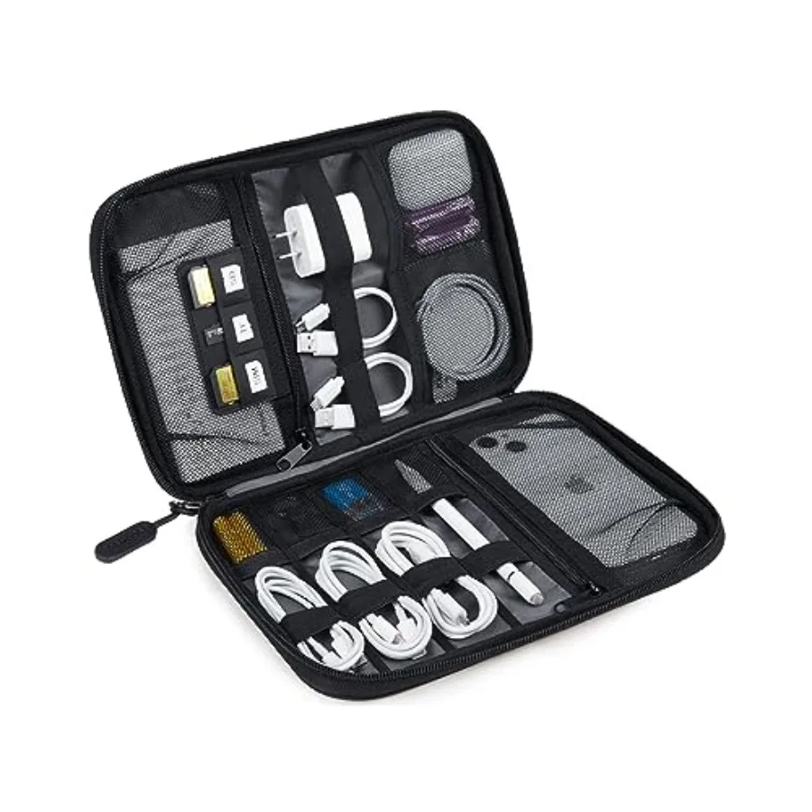 

Large Electronics Travel Organizer Case, Tech Accessories Cord Storage Bag for Phone, Power Bank, SD Card, Cables