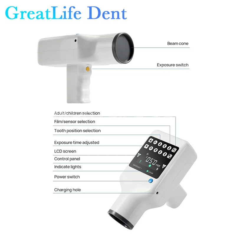 Máquina de raio X portátil GreatLife-Dent Mini Hyperlight, Radiovisiografia Digital Compatível, Sensor Dental, Imagem Dental Film, Dent