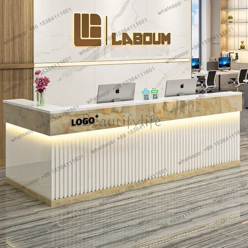 LJY Modern Salon Reception Desk Nordic Luxury Beauty Reception Desk Display Vintage Office Trendy Bancone Commercial Furniture