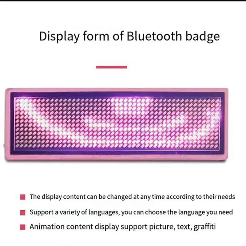 Led Mini Display Borststuk Diy Programmeerbaar Scrollend Bericht Led Naam Tag Badge Module Oplaadbare Bluetooth Capable