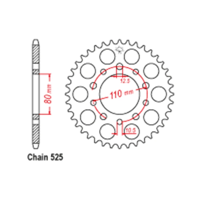 OZOEMPT 525-45T Motorcycle Rear Sprocket Apply to NV600 C-K,L,N,P,R Steed   XRV750 Africa Twin 93-03