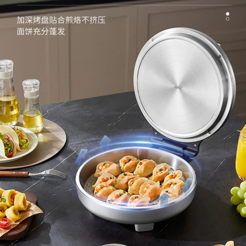 مقلاة فطيرة كهربائية من الفولاذ المقاوم للصدأ، مقلاة كهربائية منزلية متعددة الوظائف للتدفئة على الوجهين لصنع الفطائر