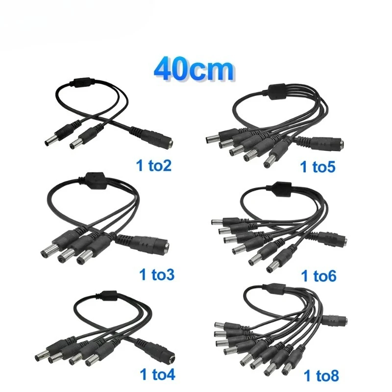 

6PCS DC5521 1 to 3 Power Cable DC Splitter Cable 3 Way Connector Adapter for Multiple Devices