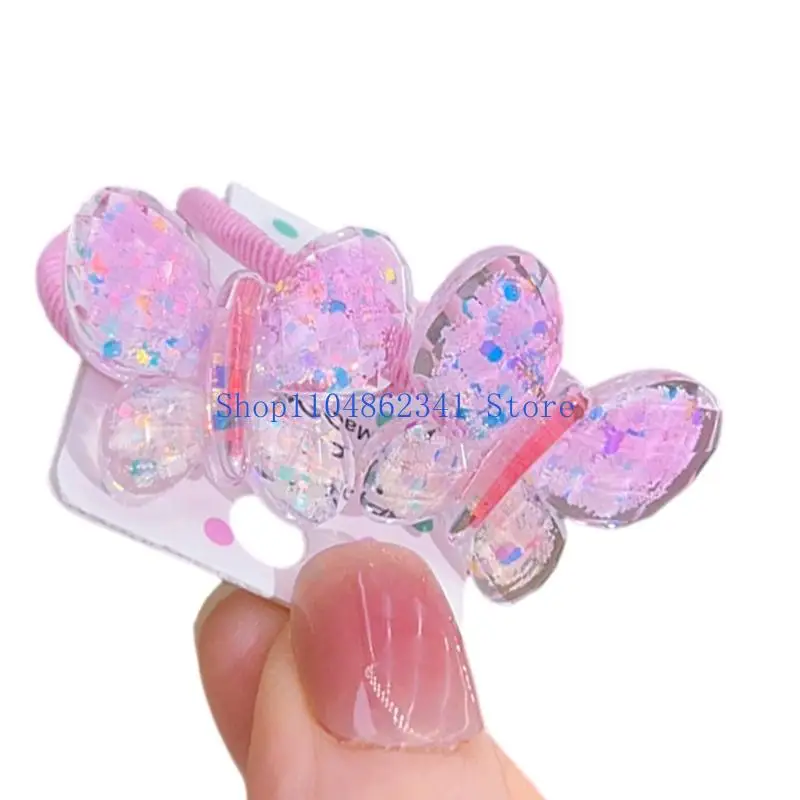 5asd Glitters Bướm Tóc Trẻ Đàn Hồi Tóc Dây Kiểu Tóc Trẻ Hairties