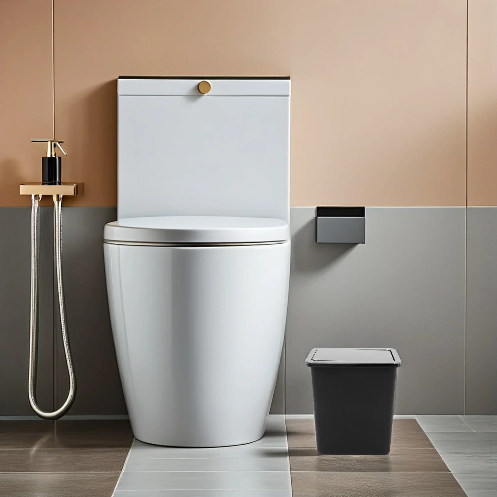 

Embedded Trash Can Lid Stainless Steel Countertop Built-in Swing Garbage Cover Recessed Waste Basket Kitchen Bathroom